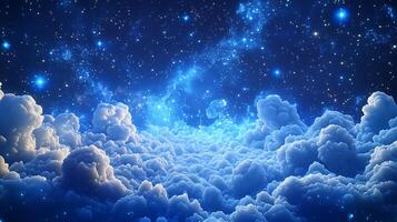 Fantasy Sky With Clouds and Sparkling Starry Night Scene photo