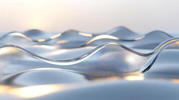 Abstract Glass-Like Waves Reflecting Soft Light in Minimalist Setting photo