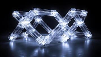 Illuminated Geometric Light Structure with Futuristic Design on a Dark Background photo
