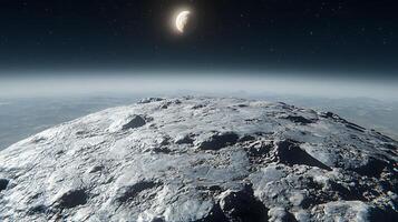 Beautiful View of Lunar Surface Illuminated Under a Starry Night Sky photo