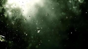 Abstract Green Background with Floating Shards and Soft Bokeh Effects photo