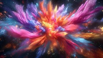 Vivid Cosmic Explosion of Multicolored Swirling Clouds in Outer Space photo