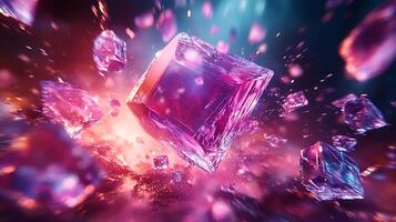 Vibrant Colorful Crystals in Dynamic Energy Explosion Environment photo