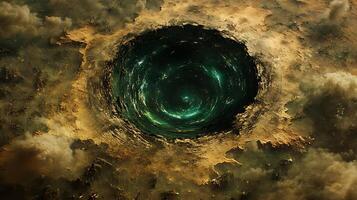 Mystical Vortex Amidst Clouds with Ethereal Glow and Shimmering Details photo