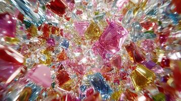 Vibrant Array of Multicolored Shimmering Crystals in Radiant Abstraction photo