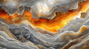 Dynamic Abstract Patterns Resembling Geological Layers in Orange and Gray Hues photo