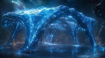 Ethereal Glowing Archways in a Futuristic Sci-Fi Setting photo