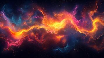 Mesmerizing Abstract Flame and Nebula Art with Vibrant Colors in Outer Space photo