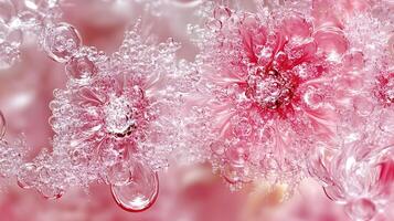Vibrant Abstract Artwork Featuring Pink And Clear Spherical Liquid Structures photo