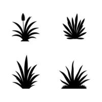 Four different types of plants in silhouette vector