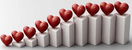 A graph with red hearts on top photo