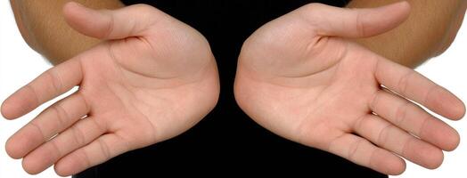 Hands of a man with open palms photo