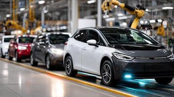 A car is being assembled on an assembly line photo