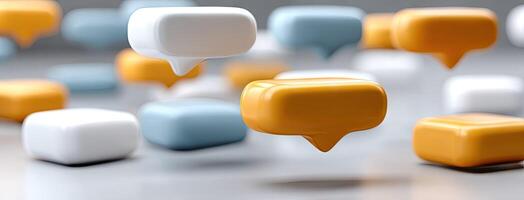 A group of orange and blue speech bubbles photo