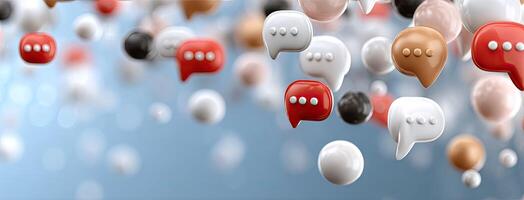 Many speech bubbles floating in the air photo