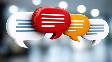 Three speech bubbles with different colors photo