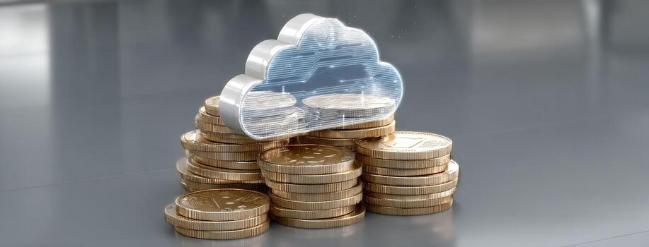 A stack of coins with a cloud on top photo