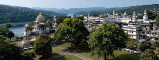 The view of the lake and the palace from above photo