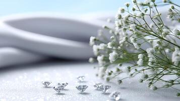 A bouquet of white flowers and diamonds photo