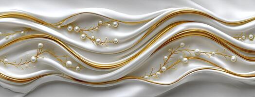 Golden waves on a white background photo