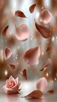Rose petals falling from the sky photo