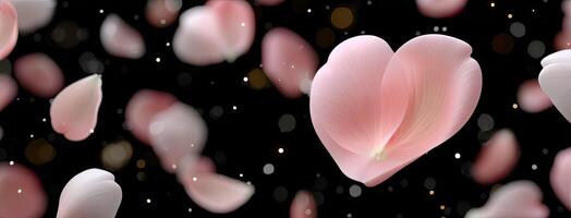 A heart shaped pink flower is floating in the air photo