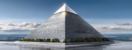 The pyramid of the sun, a symbol of the sun god, is located on top of a photo