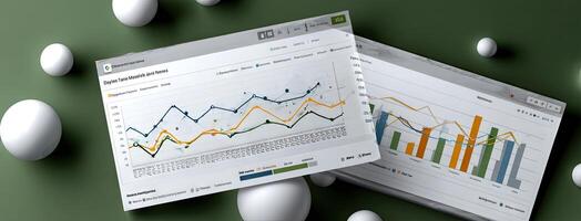 A monitor with graphs and charts on it photo