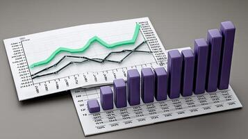 A graph chart and a business report photo