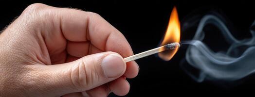 A person holding a matchstick with a match on it photo