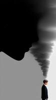 A man standing in front of a cloud with a man's head photo