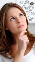 A woman is thinking about food photo