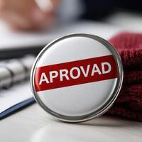 Approval badge on a desk photo