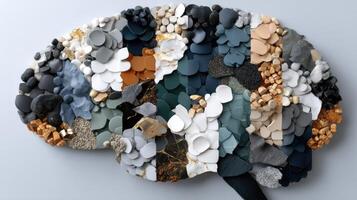 A brain made of rocks and other materials photo