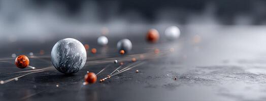 A group of balls and dots on a surface photo