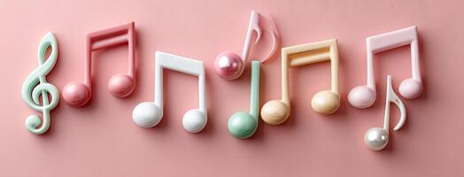 Music notes on a pink background photo