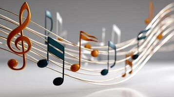 Music notes and musical notes are arranged in a circle photo
