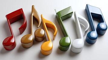 Colorful musical notes arranged in a row photo