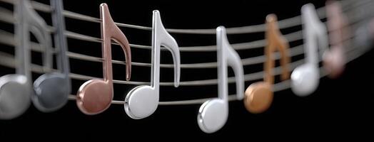 A group of musical notes hanging from a wire photo
