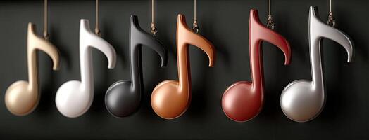 A group of musical notes hanging from a string photo