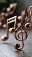 Golden musical notes on a table photo