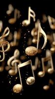 Golden musical notes flying in the air photo
