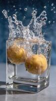 Water splash on lemon photo