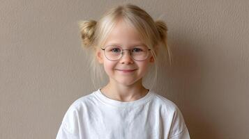 A little girl with glasses on smiling photo