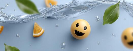 Smiley face with water splash photo