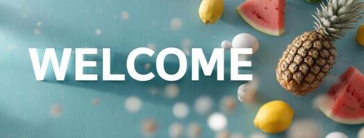 Welcome text on a colorful background photo