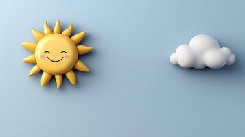 A cartoon sun and cloud are shown on a blue background photo