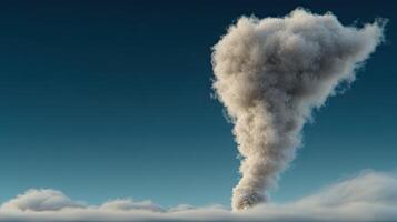 A large cloud of smoke is coming out of the ground photo