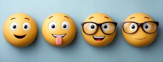 Four emoticions with different expressions photo