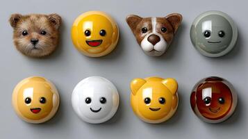 A group of different colored emoticons with faces photo